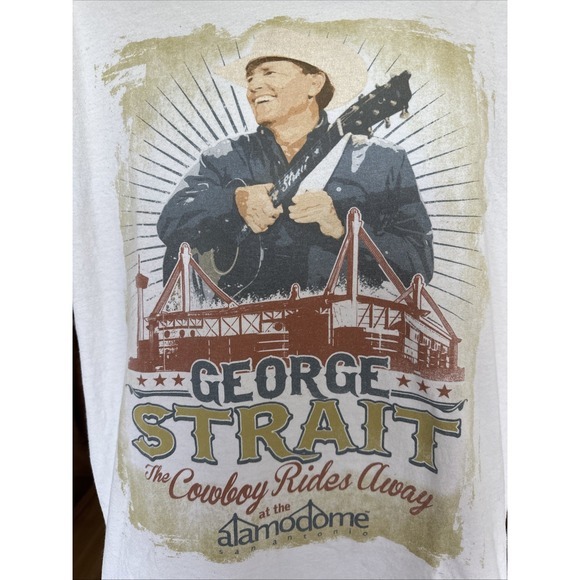 Gildan Tops - George Strait Double Sided The Cowboy Rides Away Alamodome Med Tshirt Texas Rare